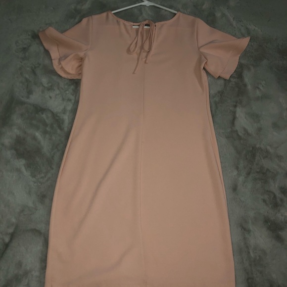 MYSTIC Shift Dress Flutter Sleeve Blush Pink Chic - Picture 2 of 11